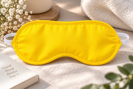 Geltona miego kaukė su dviem elastiniais dirželiais