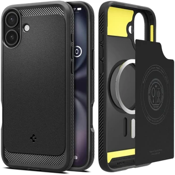 Spigen Rugged Armor Mag Magsafe case for iPhone 16 6,1' matte juodas