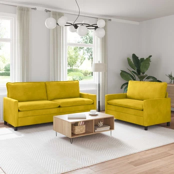 Sofa Sofos komplektas 2 pcs Geltona Aksomas
