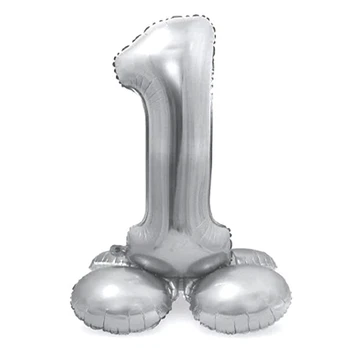 Pastatomas balionas skaičius 1, sidabrinis, 40 cm