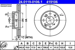 ATE 24.0119-0106.1 Brake Disc kaina