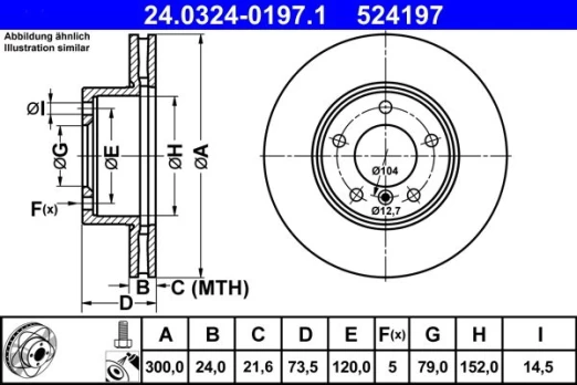 Stabdžių diskas ATE 24.0324-0197.1