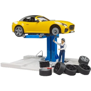 Car workshop with a car