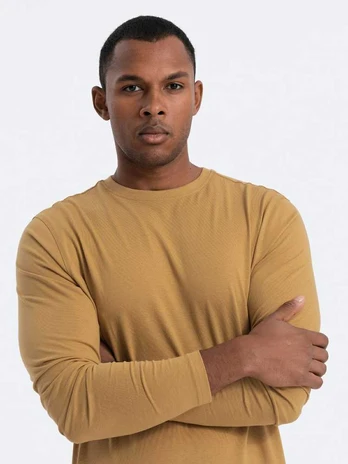 men's unprinted longsleeve - mustard v10 om-lsbl-0106