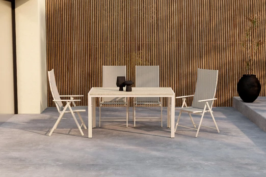 Mirko Dining Table - Beige + Levanzo Diningchair - Beige x 4