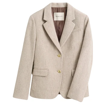 Švarkas moterims, Smėlio, Herringbone blazer