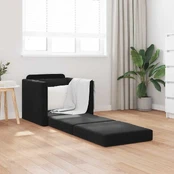 Grindų Sofa-Lovas 2-in-1 Juoda 74x77x81 cm Aksomas kaina
