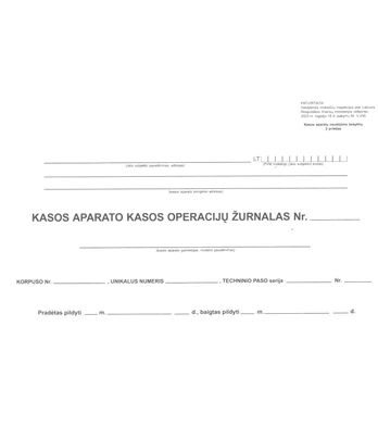 Kasos operacijų žurnalas, hor. A4, 2-jų dalių
