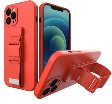 Dėklas su dirželiu Rope case gel TPU iPhone 13 Pro Max Raudonas