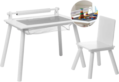 Beliani Vaikiškas stalas su kėde MOONTA baltos spalvos