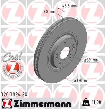 Stabdžių diskas ZIMMERMANN 320.3824.20