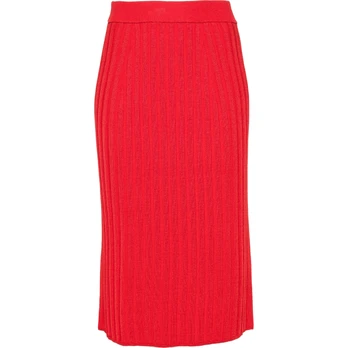Midi sijonas moterims, Raudona, Skirt satiny rib