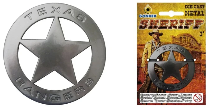 Gonher 14/0 Metal Sheriff Star Badge, Silver