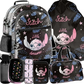 Stitch mokyklinė kuprinė, 6 dalių komplektas be priemonių