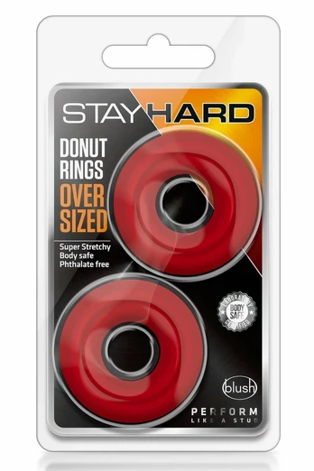 STAY HARD Donut Rings Oversized Red 2-Pack Extra Thick TPE 4.2cm