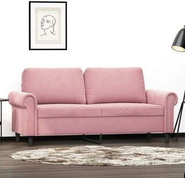 Dvivietė sofa, rožinės spalvos, 140cm, aksomas