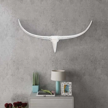 242337 Wall Mounted Aliuminio Bull's Head Decoration Silver 96 cm