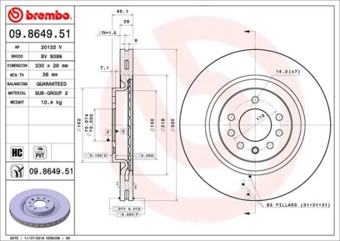 Stabdžių diskas BREMBO 09.8649.51