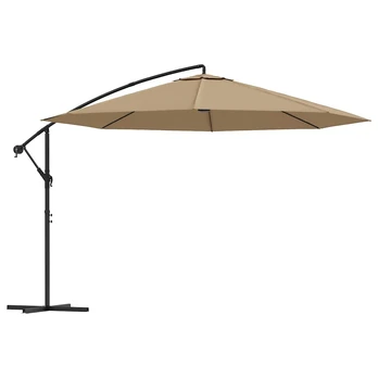 Gembės form. saulės skėtis su alium. stulp., 350cm, taupe sp.