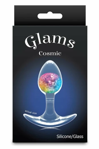 Cosmic Glams Small Rainbow - Liquid Silicone Plug with Glass Accent