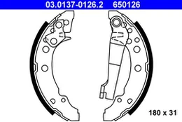 ATE 03.0137-0126.2 Brake shoe set kaina