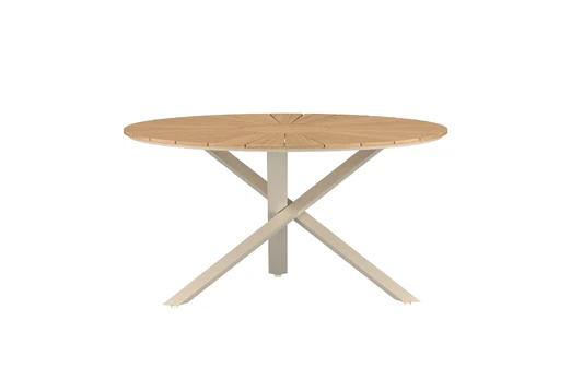 Mexico Dining Table - ø140 - Beige Alu/Teak