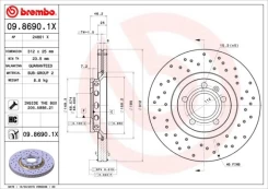 Stabdžių diskas BREMBO 09.8690.1X kaina