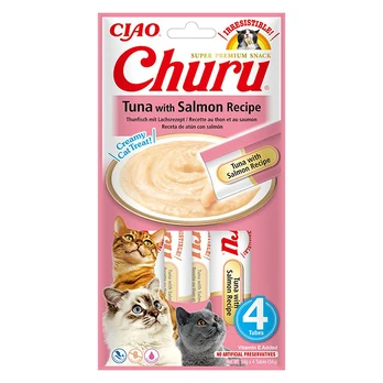 Churu kreminis skanėstas katėms su tunu ir lašiša, 4vnt
