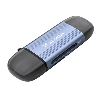 Wozinsky WCR-5G Memory Card Reader for SD and Micro SD USB-A 3.0 / USB-C 3.0 Aluminum - Gray