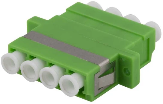 Deltaco Fiber coupler snap-in, 4xLC-LC, Singlemode, duplex, žalias
