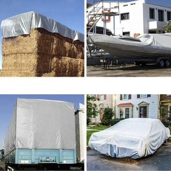 Apsauginis brezentas 3 × 5 m, 120 g/m², sidabrinis
