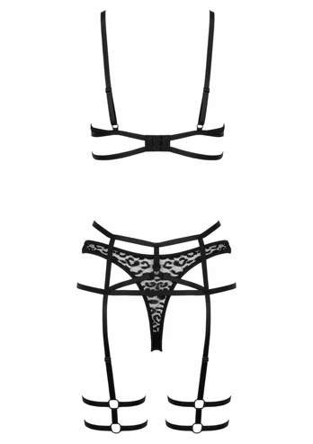 THP106 3-Piece Lingerie Set with Leopard Pattern & Adjustable Straps