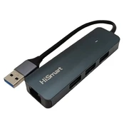 Adapteris USB-A - 3x USB 3.0, RJ45 kaina