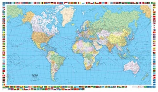 Welt political wall map laminated