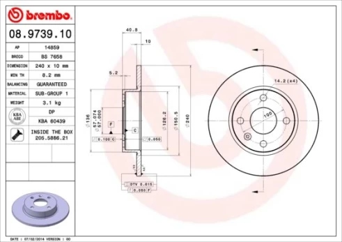 Stabdžių diskas BREMBO 08.9739.10