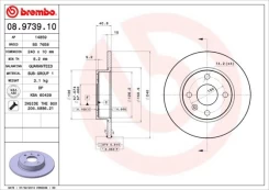 Stabdžių diskas BREMBO 08.9739.10 kaina
