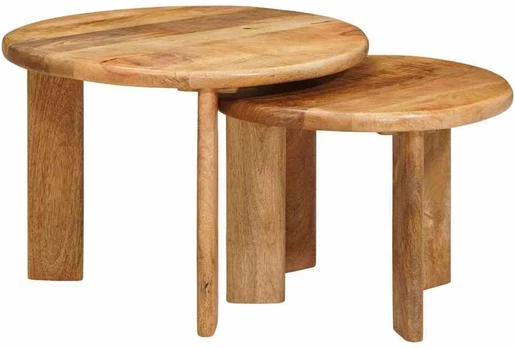 Sustūmiami staliukai 2 pcs Ruda Kietas mango medis