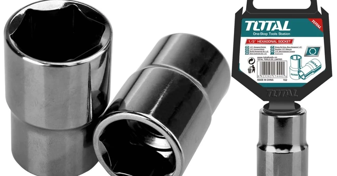Šešiakampė galvutė TOTAL, CR-V(50BV30), 1/2", 20 mm, ilgis 38 mm, THTST12201