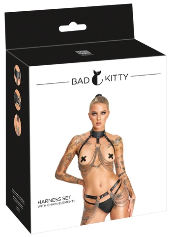 Bad Kitty Harness 3-piece S-L Seksuali liemenėlė
