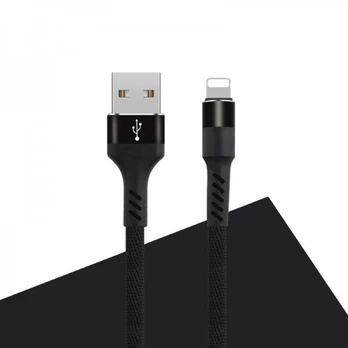 TelForceone Maxlife MXUC-01 kabelis USB - Lightning 1,0 m 2A juodas nailonas