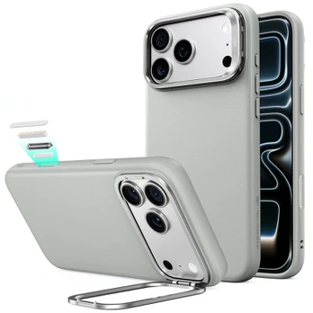 Pilkas dėklas Apple iPhone 17 Pro Max / 18 Pro Max telefonui "ESR Leather Kickstand Magsafe"