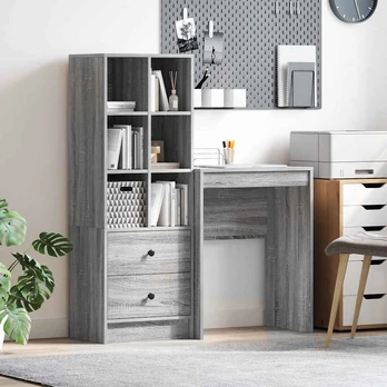 Stalas su stalčių 2 pcs Pilkas Sonoma