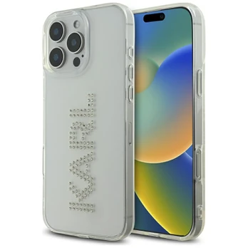 Dėklas Karl Lagerfeld IML Rhinestones Logo do iPhone 16 Pro permatomas