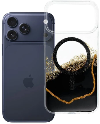 Dėklas Oem Case for iPhone 17 Pro Max Golden compatible with MagSafe juodas