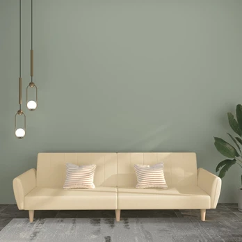 Dvivietė sofa-lova, kreminės spalvos, audinys