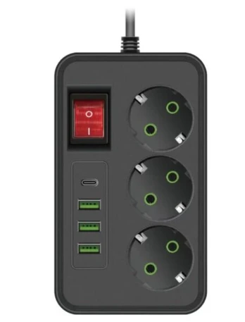Elektros srovės adapteris prailgintuvas su jungikliu