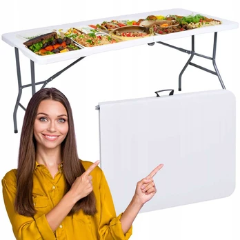 Poland RICO maitinimo stalas, sulankstomas dėkle 152 cm, baltas