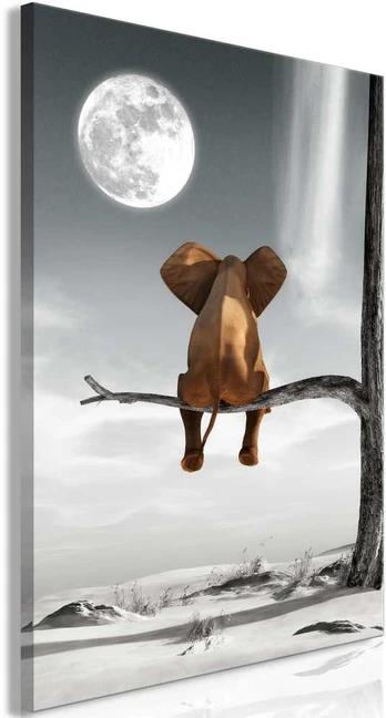 Artgeist Paveikslas - Elephant and Moon (1 Part) Vertical