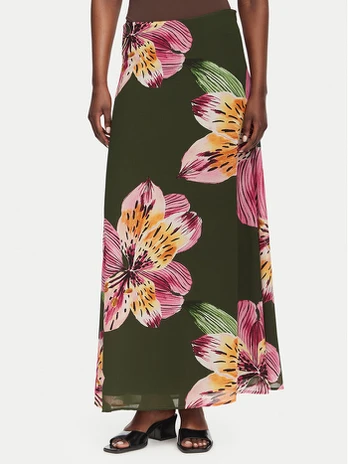 Vero Moda Midi sijonas Ismene 10351432 Juoda Regular Fit