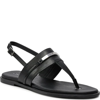 Basutės moterims, Juoda, Flat sandal metal bar
